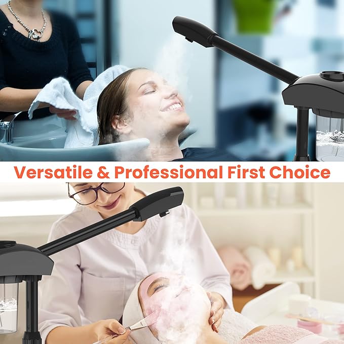 TASALON Ionic Facial Steamer, Professional Face Steamer for Facial, Esthetician Steamer for Face Spa and Salon Beauty, Hot Ionic Mist Face Steamer for Facial Deep Cleaning Skin Care Equipment- Black TASALON