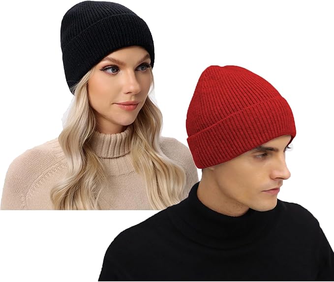 ZOORON Warm Knit Beanie for Men Women Winter Hat, Thick Fisherman Beanies Cuffed Plain Skull Caps ZOORON