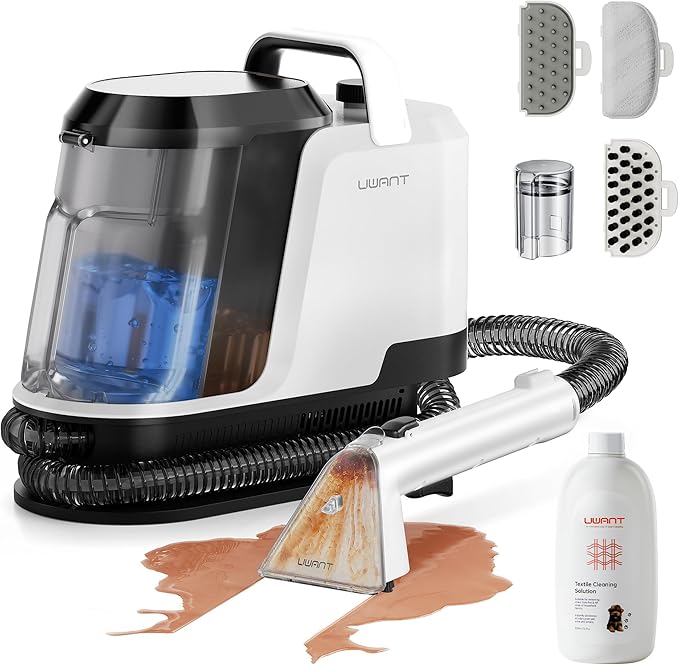 uwant Portable Carpet Cleaner 18Kpa Powerful Suction Upholstery Cleaner Machine for Pet, Spot Cleaner with Specialty Tools for Car, Couch, Rug, Sofa, Furniture (Motor 18Kpa) UWANT