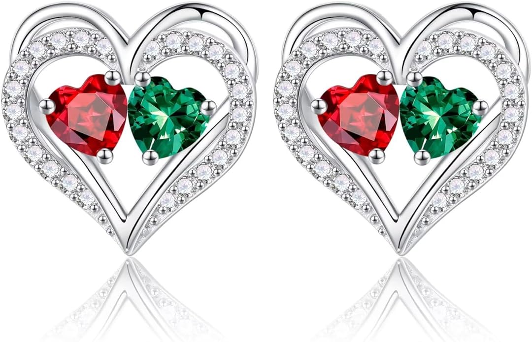 Iefil Christmas Gifts for Women Wife - 925 Sterling Silver Birthstone Earrings, Anniversary Birthday Gifts for Women Wife Girlfriend Mom IEFIL