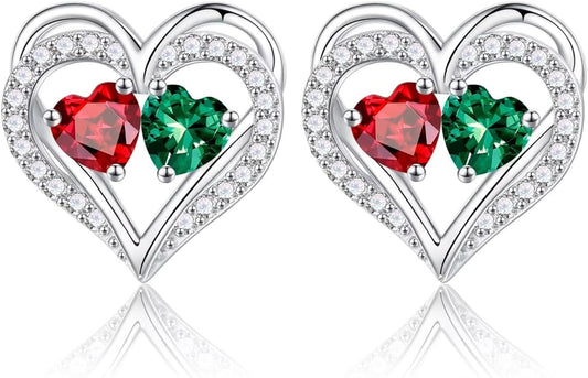 Iefil Christmas Gifts for Women Wife - 925 Sterling Silver Birthstone Earrings, Anniversary Birthday Gifts for Women Wife Girlfriend Mom IEFIL