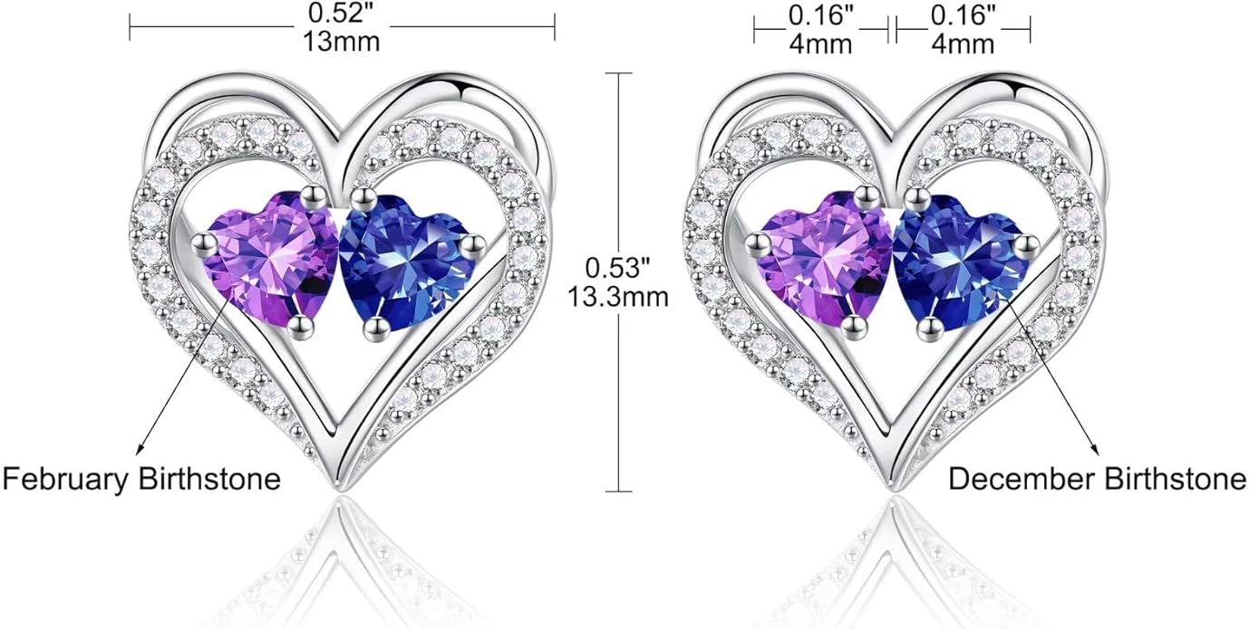 Iefil Christmas Gifts for Women Wife - 925 Sterling Silver Birthstone Earrings, Anniversary Birthday Gifts for Women Wife Girlfriend Mom IEFIL