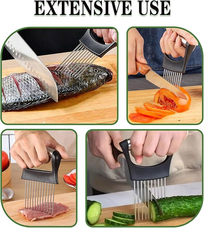 2PCS Onion Holder for Slicing, Onion Slicer Holder, Onion Cutter Vegetable Chopper for Slicing of Tomatoes, Avocados, Eggs and Other Vegetables, Multi-functional Kitchen Gadgets Kick Boosters