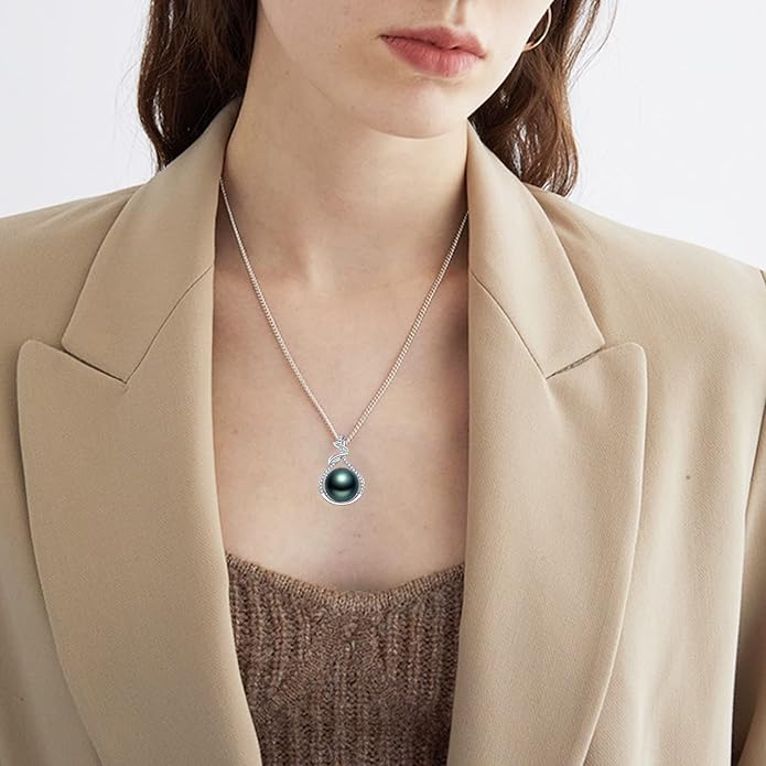 Tahitian Black Pearl Necklace - Mom's Day Gifts for Women: Anniversary, Christmas, Birthday Jewelry NONNYL