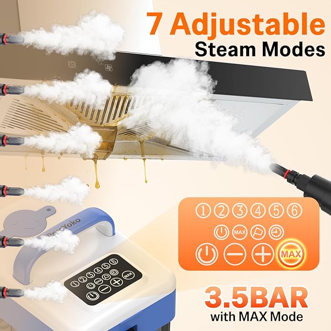 2500W Handheld Steam Cleaner with 16pcs Accessories & 1.6L Tank, Fast Heating & High Temperature Portable Steam Cleaner for Car, Kitchen, Home, Steamer for Cleaning Windows, Grout, Upholstery and More PmoYoKoWaterQualityExperts
