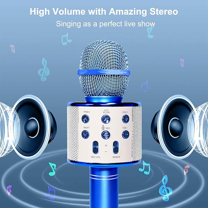 Karaoke Micorphones for Kids Wireless Bluetooth Karaoke Machine for Child Musical Toys Micorphones for Girls Boys Children Birthday Party Home KTV Thanksgiving Kids Gifts FINYIORE