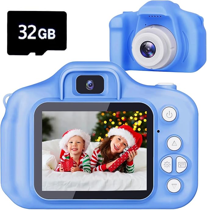 Kids Camera Toys Gifts Christmas Birthday Festival for Boys Age 3 4 5 6 7 8 9 10 Year Old Boy Toys HD Digital Video Toddler Camera with 32GB SD Card(Blue) Tyseoome