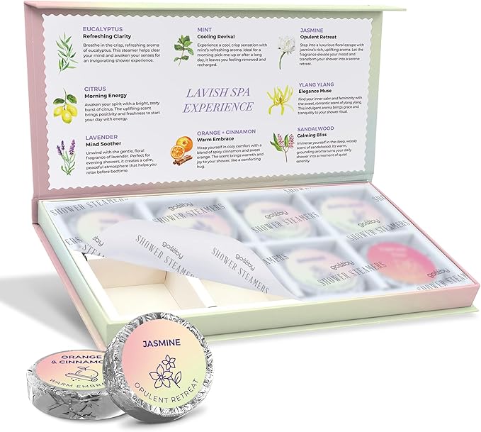 Shower Steamers Aromatherapy GOSSBY 8 Pack - Gifts for Women, Birthday Gifts for Her, Home Spa, Self Care, Relaxation, Natural Essential Oils - Mood Symphony Style Gossby