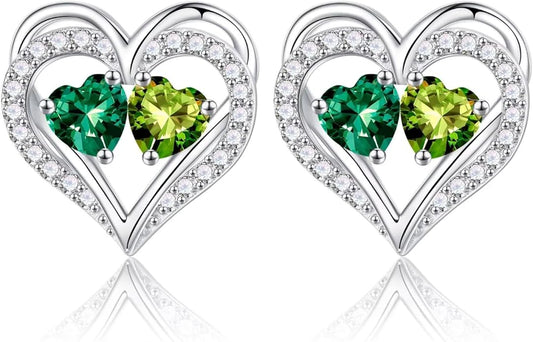 Iefil Christmas Gifts for Women Wife - 925 Sterling Silver Birthstone Earrings, Anniversary Birthday Gifts for Women Wife Girlfriend Mom IEFIL