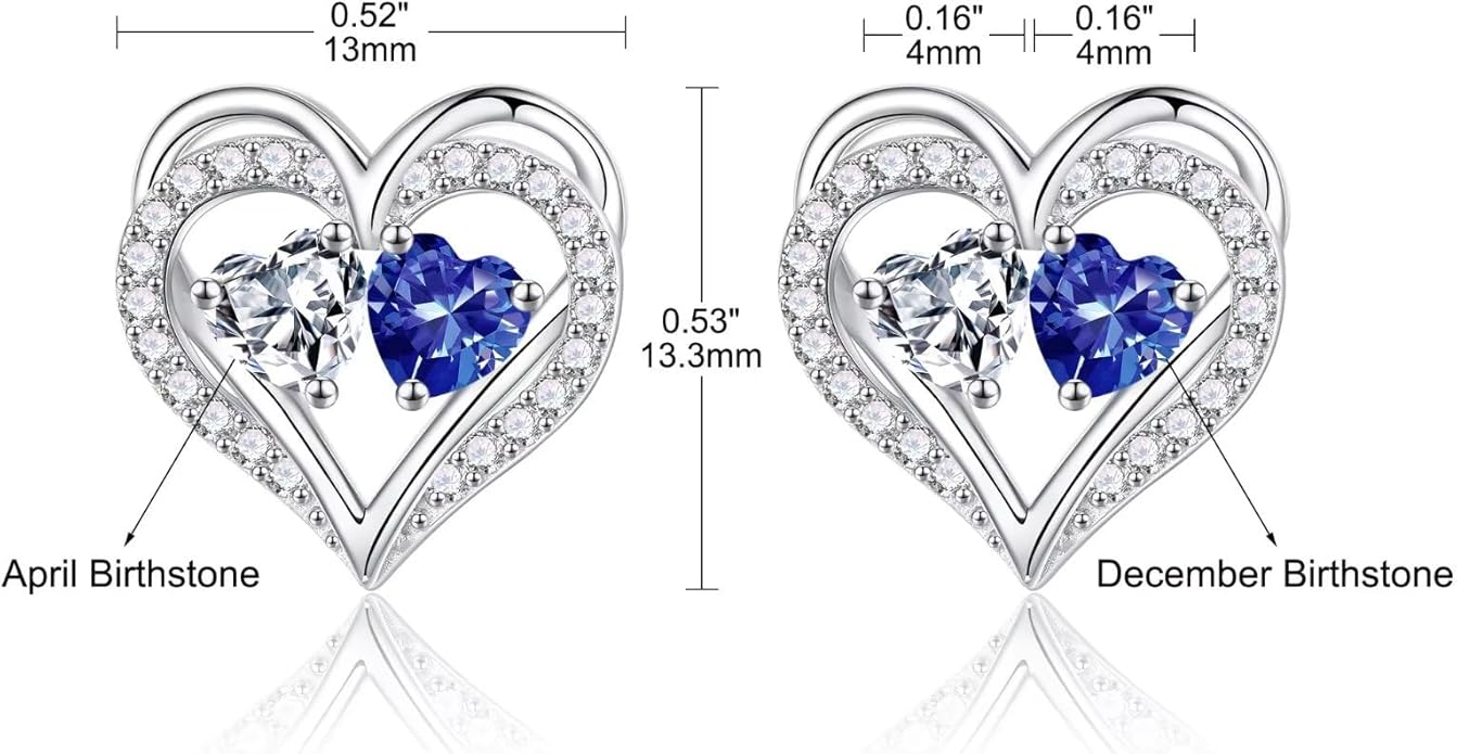 Iefil Christmas Gifts for Women Wife - 925 Sterling Silver Birthstone Earrings, Anniversary Birthday Gifts for Women Wife Girlfriend Mom IEFIL