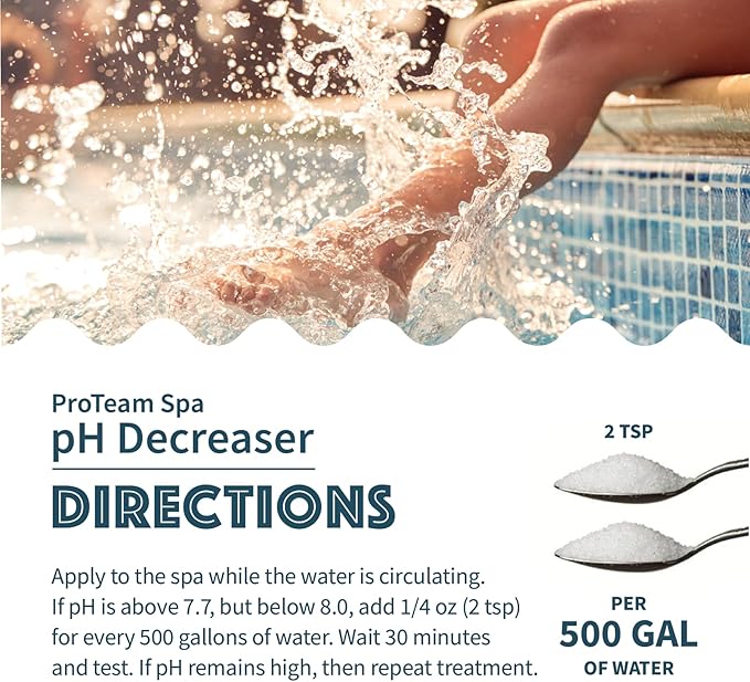ProTeam Spa pH Decreaser for Hot Tub - pH Down Hot Tub pH Decreaser Bundle with SplashWiz Spa & Hot Tub Chemicals Care Guide e-Book Made in USA (1.5 lb) SplashWiz%E2%84%A2
