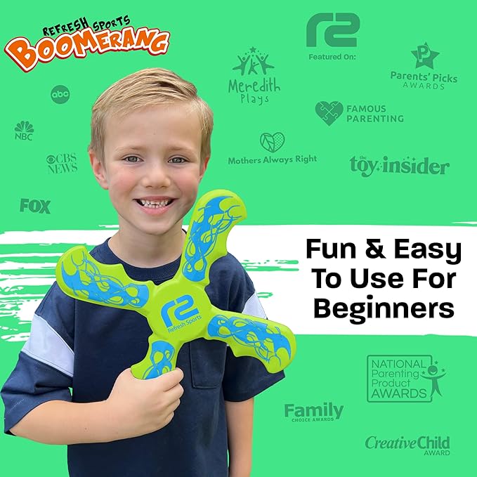 Boomerangs for Kids - Christmass Gifts for Grandkids Boys & Girls All Ages - Outdoor Flying Disc - Fun Boy Stocking Stuffers - Boys Toys Age 8-10 Year Old & 10-12 & Up - Beach Toys for Kids Presents RefreshSports