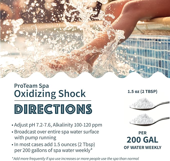 ProTeam Non-Chlorine Spa Shock for Hot Tub – Fast-Acting Oxidizing Shock Treatment, Clears Cloudy Water & Eliminates Odors – Made in USA, 5 lb + SplashWiz Care e-Book SplashWiz%E2%84%A2