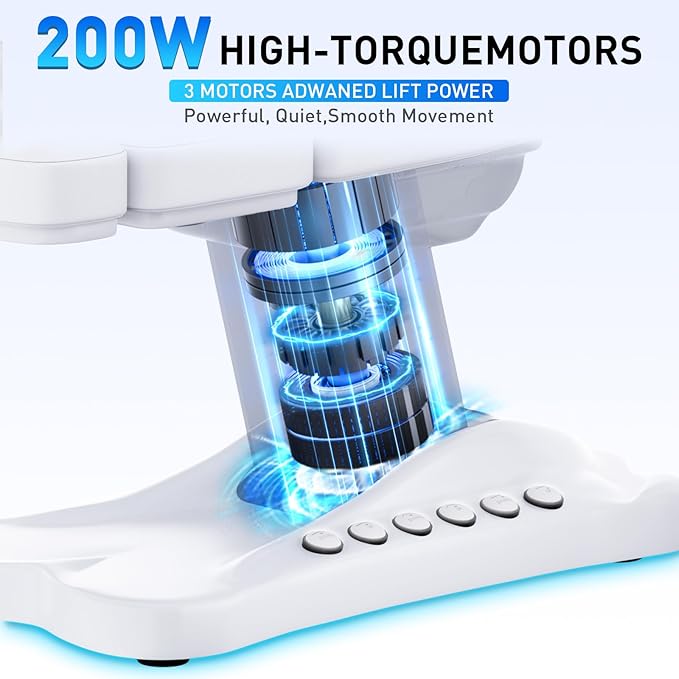 Stationary Massage Table with Memory Foam, Massage TattooTable with Adjustable Height, Facial Bed for Esthetician, PU Leather for Physical Therapy & Spa (Metal/ 3 Molds-White, 44.7''L x 22''W) Kick Boosters