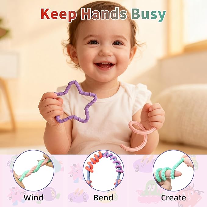 Hepotk Sensory Fidget Sticks - 6PCS Silicone Fidget Toy Pack with Mixed Textures, Random Colors & Styles | Stress Relief Toys for Autistic Kids 3+ & Adults | Must-Have for Travel, School & Home