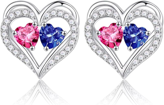 Iefil Christmas Gifts for Women Wife - 925 Sterling Silver Birthstone Earrings, Anniversary Birthday Gifts for Women Wife Girlfriend Mom IEFIL