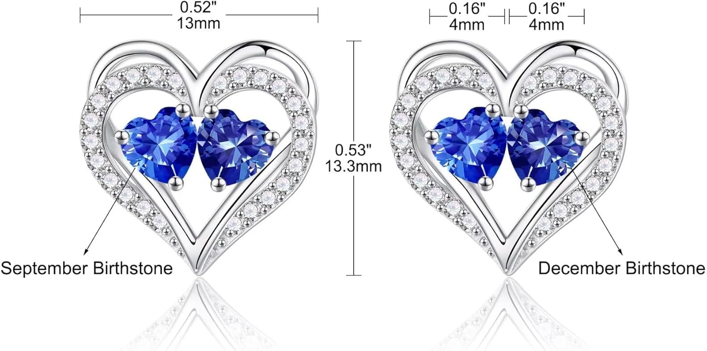 Iefil Christmas Gifts for Women Wife - 925 Sterling Silver Birthstone Earrings, Anniversary Birthday Gifts for Women Wife Girlfriend Mom IEFIL