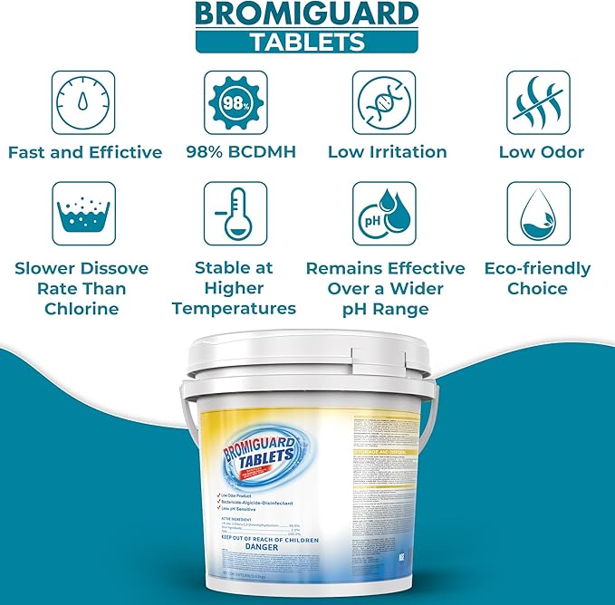 1 Inch Bromine Tablets | Brominating Chemical Sanitizer for Spas, Hot Tubs or Indoor Pools - Low Odor, Less Irritation, Pre-Stabilized, Long-Lasting, Chlorine Alternative - 8 lbs Kick Boosters