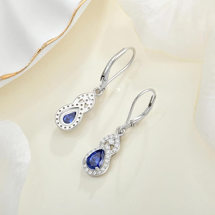 Christmas Women Earrings 925 Sterling Silver Infinity Teardrop 5A Cubic Zirconia Earrings Birthstone for Women Birthday Anniversary Jewelry Gift TIMFROZ