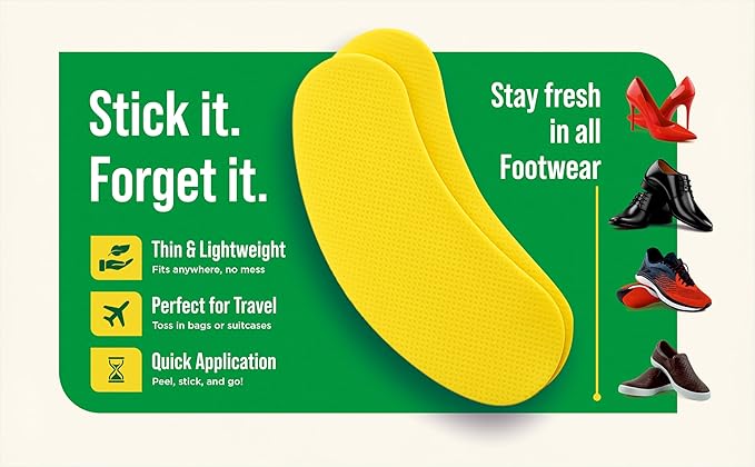 Natural Shoe Deodorant Stickers Odor Remover Patches for Shoes & Slippers, Long-Lasting Fresh Scent, Eliminates Bad Smell, Easy to Use – 20 Count Pack