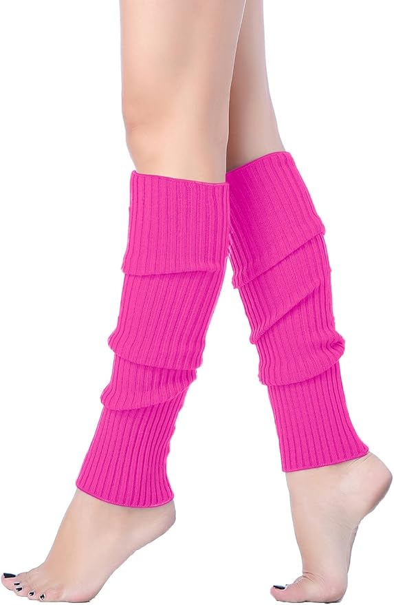 v28 Women Juniors Neon Ribbed Leg Warmers for 80s Eighty's Party Sports Yoga v28