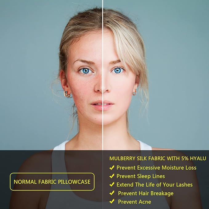 Silk Pillow Cases 2 Pack, Mulberry Silk Pillowcases Standard Set of 2, Smooth, Anti Acne, Both Sides Natural Silk Satin Pillow Cases for Sleeping Women 2 Pack with Zipper, Space Grey