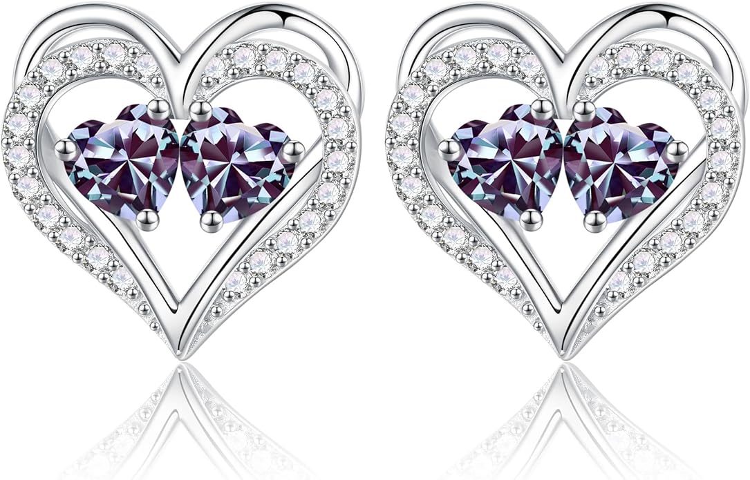 Iefil Christmas Gifts for Women Wife - 925 Sterling Silver Birthstone Earrings, Anniversary Birthday Gifts for Women Wife Girlfriend Mom IEFIL