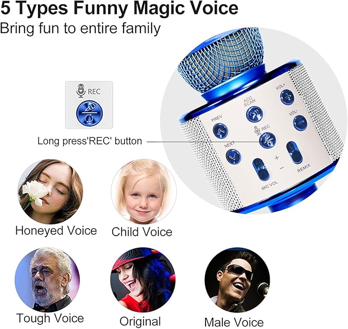 Karaoke Micorphones for Kids Wireless Bluetooth Karaoke Machine for Child Musical Toys Micorphones for Girls Boys Children Birthday Party Home KTV Thanksgiving Kids Gifts FINYIORE