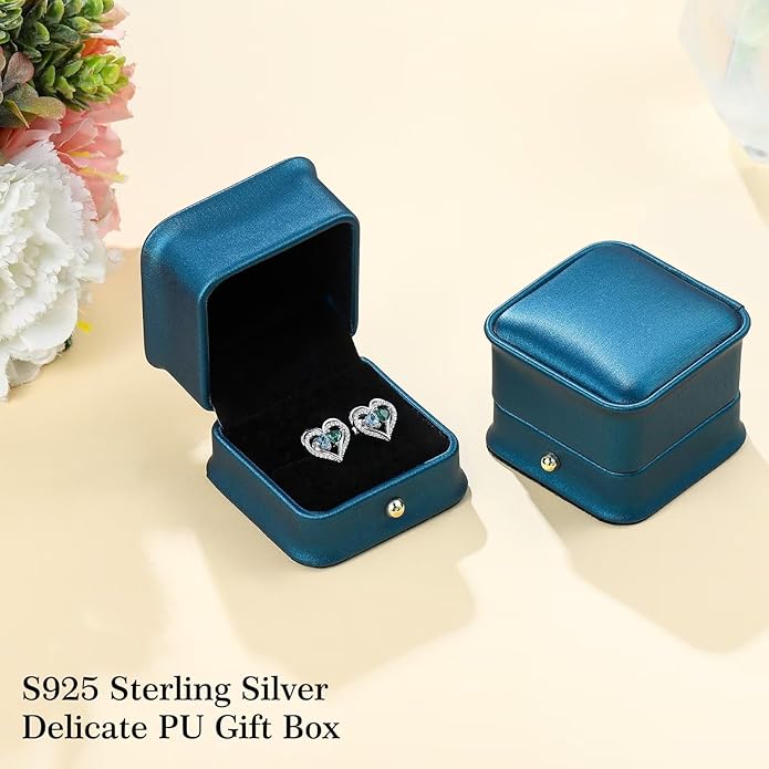 Iefil Christmas Gifts for Women Wife - 925 Sterling Silver Birthstone Earrings, Anniversary Birthday Gifts for Women Wife Girlfriend Mom IEFIL