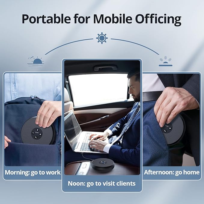 EMEET USB Speakerphone, M1A Zoom Certified AI Mics 360°Voice Pickup USB Type C-A Plug&Play Computer Speakers with Microphone, Fast Mute Noise Reduction Echo Cancellation for 5-8 People for Zoom Teams EMEET