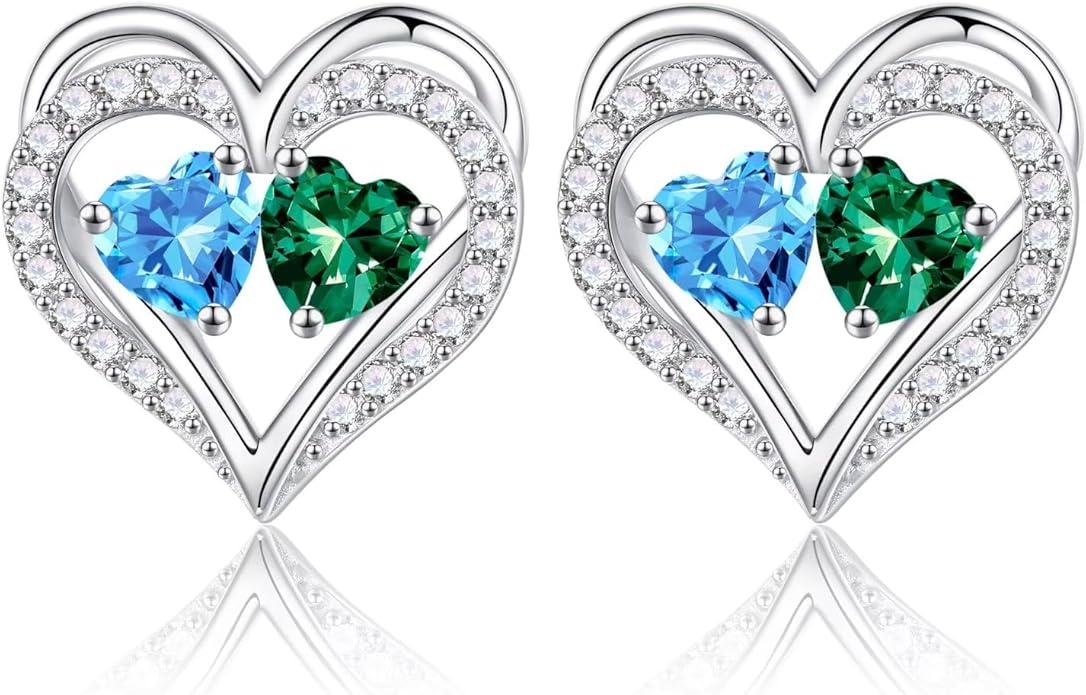 Iefil Christmas Gifts for Women Wife - 925 Sterling Silver Birthstone Earrings, Anniversary Birthday Gifts for Women Wife Girlfriend Mom IEFIL