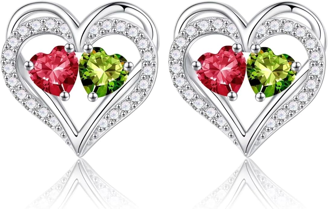 Iefil Christmas Gifts for Women Wife - 925 Sterling Silver Birthstone Earrings, Anniversary Birthday Gifts for Women Wife Girlfriend Mom IEFIL