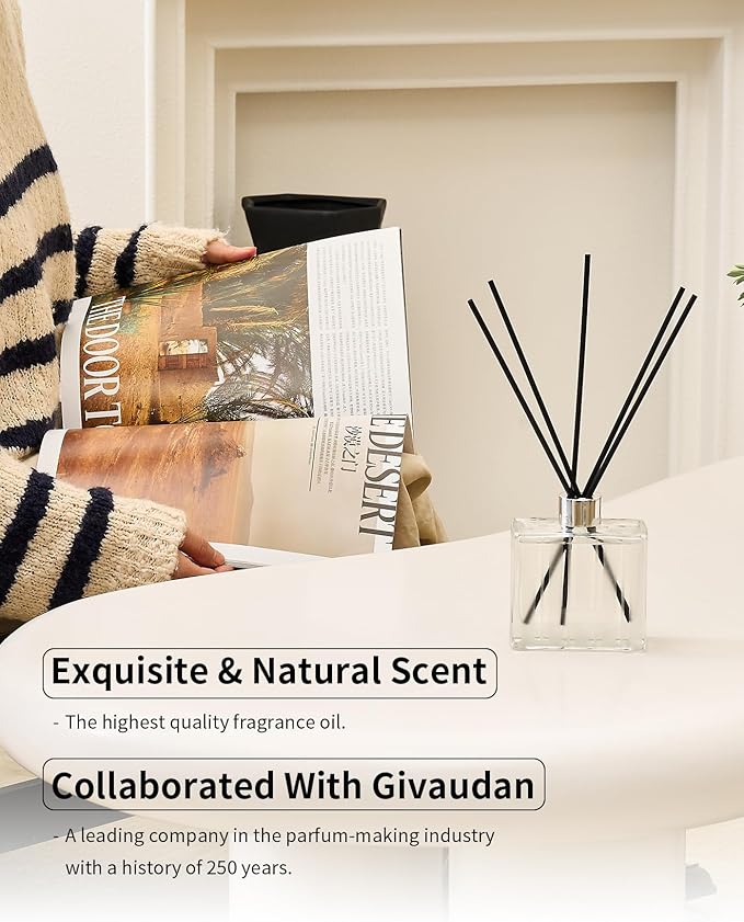M&SENSE Linen Breeze Reed Diffuser Set - 7.04oz Scented Diffusers for Home with Sticks, Shelf Decor for Bedroom Bathroom Office for Women Friend MSENSE