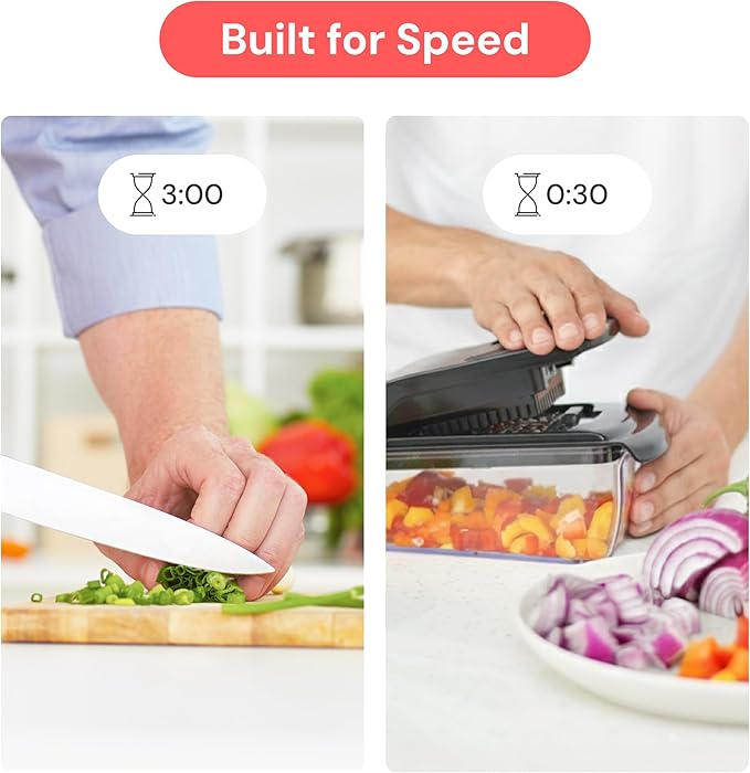 Fullstar The Original Pro Chopper - Vegetable Chopper and Spiralizer, Food Chopper with Container, Fruit Slicer, Kitchen Gadgets & Accessories, Home Essentials (2 in 1, Black) fullstar