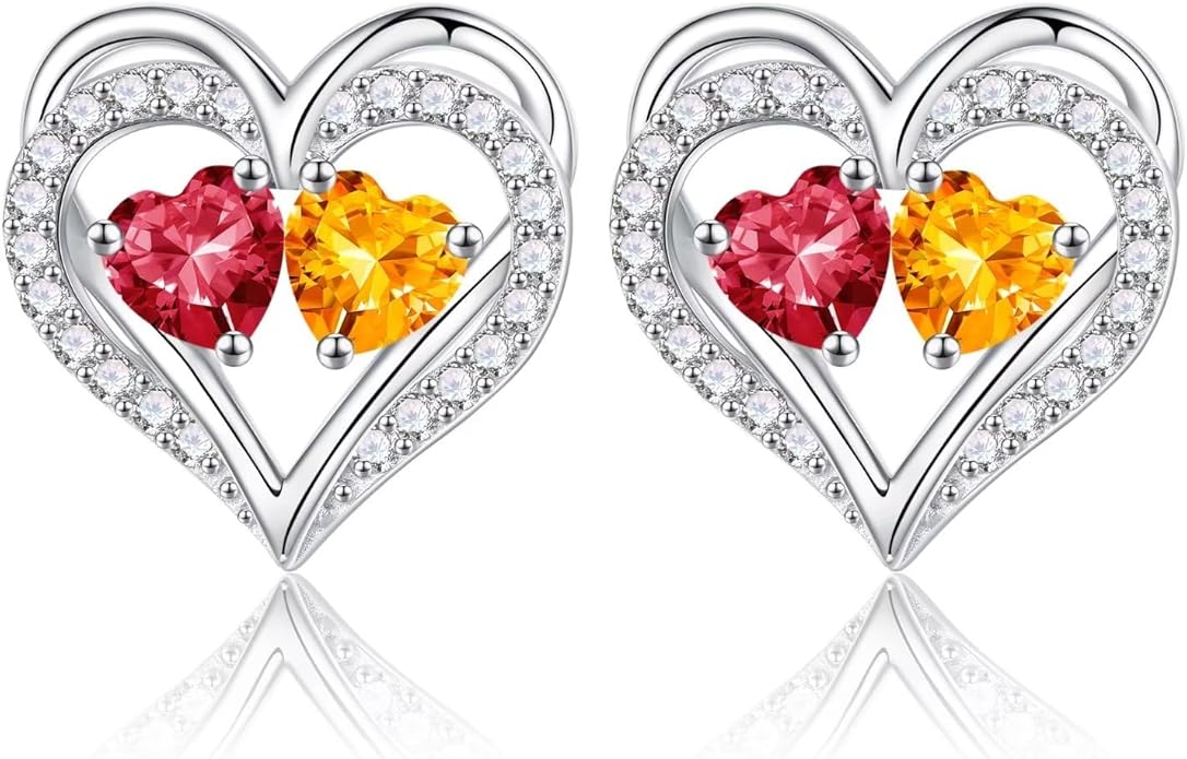 Iefil Christmas Gifts for Women Wife - 925 Sterling Silver Birthstone Earrings, Anniversary Birthday Gifts for Women Wife Girlfriend Mom IEFIL