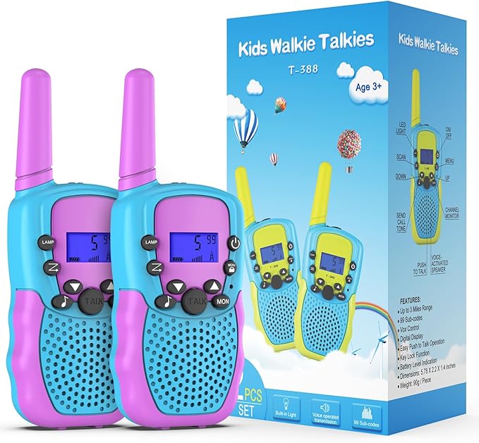 Selieve Toys for 3-14 Year Old Children's, Walkie Talkies for Kids 22 Channels 2 Way Radio Toy with Backlit LCD Flashlight, 3 Miles Range for Outside, Camping, Hiking Purple Selieve