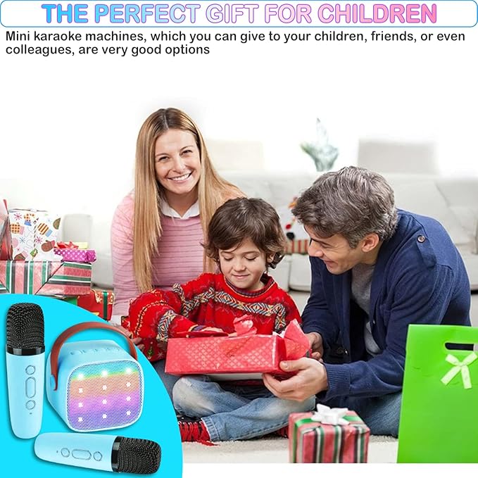 Kids Karaoke Machine, Portable Bluetooth Speaker with 2 Wireless Mics, Microphone Speaker Set with LED Lights for Home Party, Birthday Gifts for Girls Boys Kids Darkant