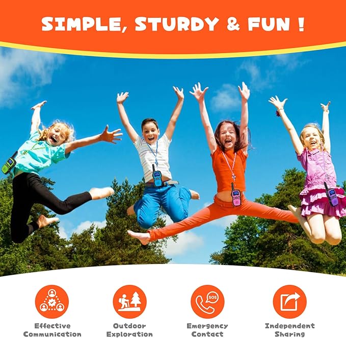 Wishouse Walkie Talkies for Kids Rechargeable 4 Pack,Walky Talky for Adults 2 Way Radio with 2 USB Chargers 12000mAh Battery,Camping Games Toy Birthday Halloween Xmas Gift for Children Family WisHouseWALKIETALKIESFORTHEENTIREFAMILY