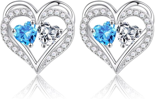 Iefil Christmas Gifts for Women Wife - 925 Sterling Silver Birthstone Earrings, Anniversary Birthday Gifts for Women Wife Girlfriend Mom IEFIL