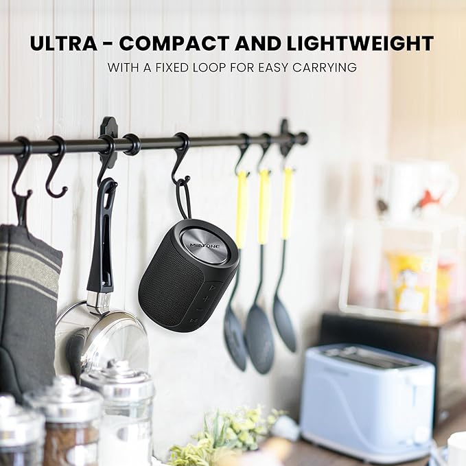 MIATONE QBOX - 16W Bluetooth Speaker IP67 Waterproof Speaker with Deep Bass, Portable Speakers for Beach Camping Accessories, Gifts for Men Fathers Him - Black Miatone