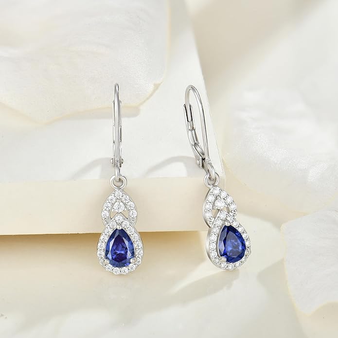 Christmas Women Earrings 925 Sterling Silver Infinity Teardrop 5A Cubic Zirconia Earrings Birthstone for Women Birthday Anniversary Jewelry Gift TIMFROZ