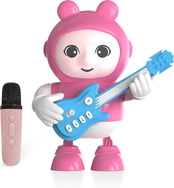 URROY Kids Karaoke Machine with Microphone – Mini Portable Bluetooth Speaker for Kids Ages 3-12, Cartoon Dancing Karaoke Toy with LED Lights Singing Gift for Girls & Boys Birthday URROY