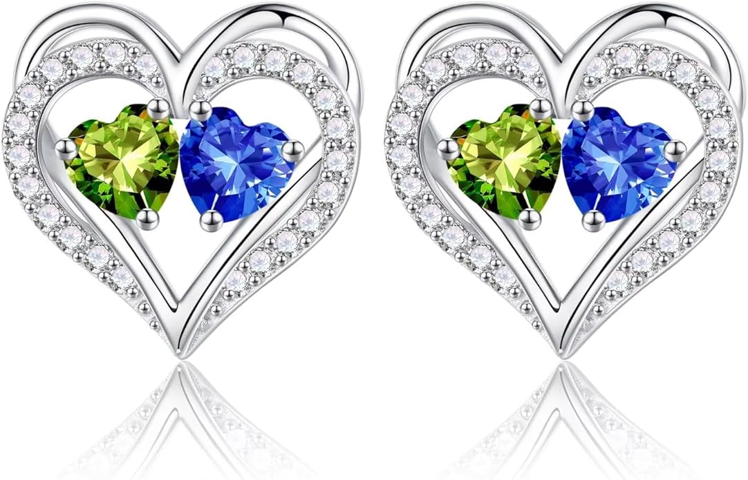 Iefil Christmas Gifts for Women Wife - 925 Sterling Silver Birthstone Earrings, Anniversary Birthday Gifts for Women Wife Girlfriend Mom IEFIL