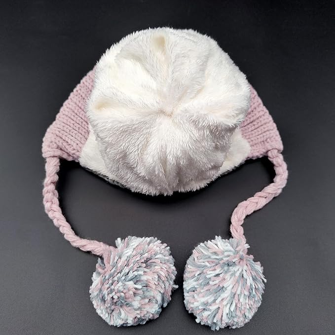 Women Winter Peruvian Cover Ears Beanie Hat Ear Flaps Sherpa Ski Snow Hats Knit Fleece Lined 3 Pom Pom HUAMULAN