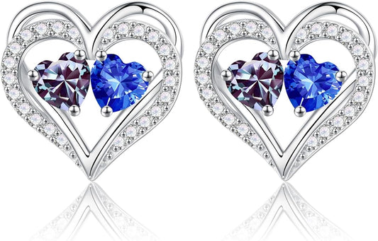 Iefil Christmas Gifts for Women Wife - 925 Sterling Silver Birthstone Earrings, Anniversary Birthday Gifts for Women Wife Girlfriend Mom IEFIL