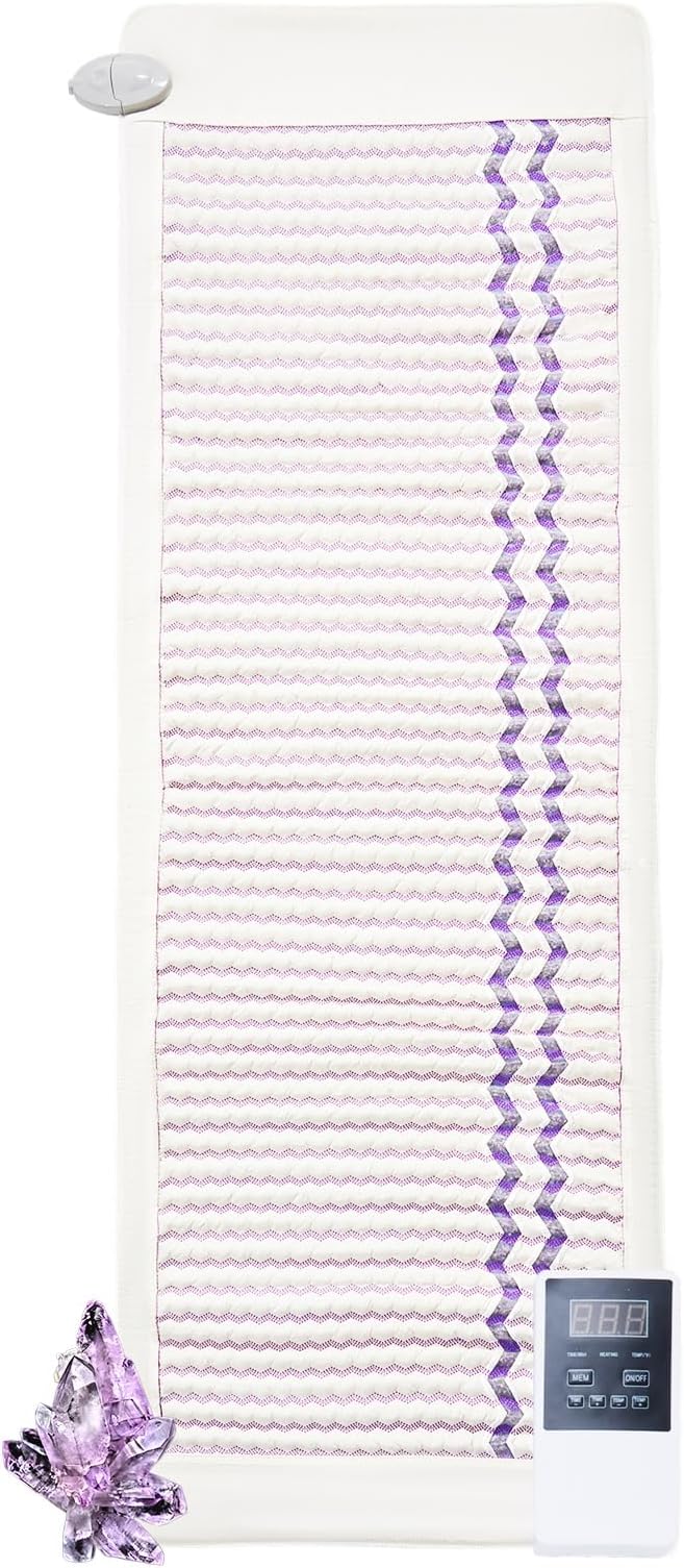 VEVOR Far Infrared Heating Pad, Amethyst Heating Mat with Negative Ions, 103-159℉ Hot Gemstones Therapy Mat with 0-12 Hours Timer for Full Body Pain Relief (72 x 24-inch) VEVOR
