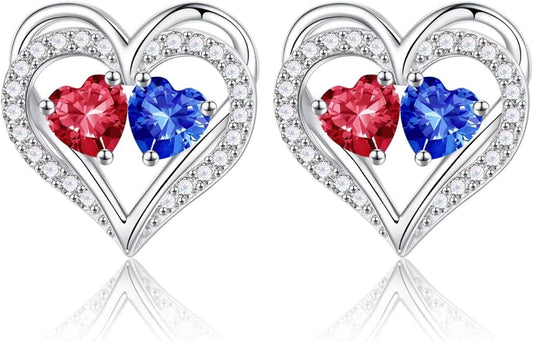 Iefil Christmas Gifts for Women Wife - 925 Sterling Silver Birthstone Earrings, Anniversary Birthday Gifts for Women Wife Girlfriend Mom IEFIL