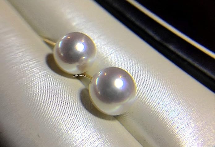 Lily Treacy Japanese Akoya Pearl Necklace Strand 14K gold clasp 18" w/Stud Earrings 18K gold post Set Bridal Gift 7-7.5mm LILYTREACY
