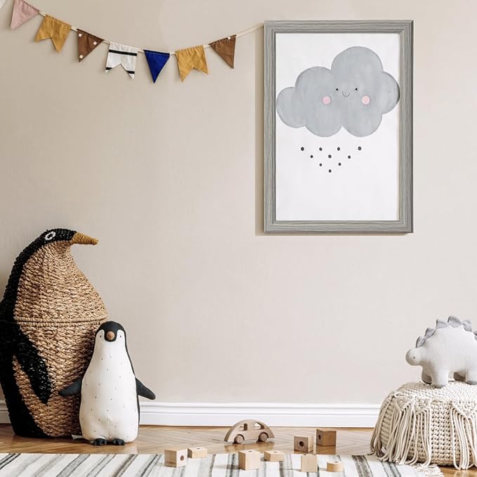 KTKDE 11x14 Picture Frame Set of 5,Grey Wooden Shatter Resistant Glass, Vertical & Horizontal Wall Hanging for Wall Display,Studio Gallery Photo Frame for Photos, Posters & Art Prints KTKDE