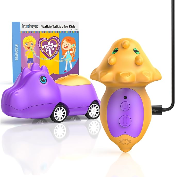 Dinosaur Walkie Talkies for Kids Rechargeable, Dino Toy Cars for Boys & Girls Ages 3-7, Crystal-Clear Audio, 48H Play, Fun Indoor & Backyard, Birthday Xmas Gifts for Toddler, 2 Pack Inspireyes